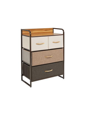 Mdesign Wide Dresser Storage Chest, 4 Fabric Drawers