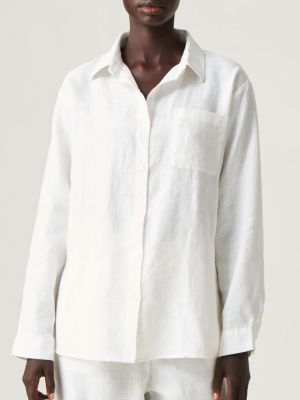 100% Linen Shirt In White