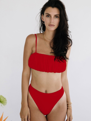 Akalia Swimwear Victoria Bandeau Bikini Top In Red