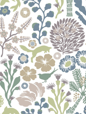 Flytta Green Fauna Wallpaper From The Wonderland Collection By Brewster Home Fashions