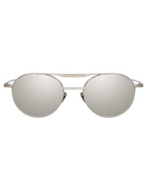 Lou Oval Sunglasses In White Gold