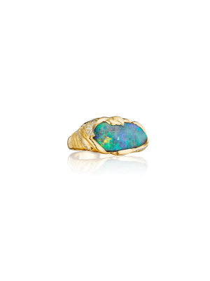 Zozo Boulder Opal & Diamond Ring