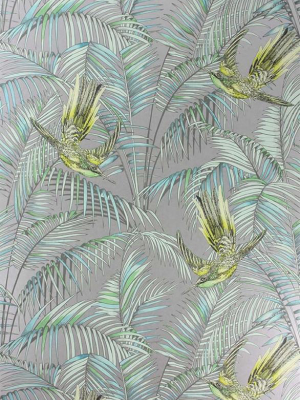 Sunbird Wallpaper In Metallic Silver And Lemon By Matthew Williamson For Osborne & Little