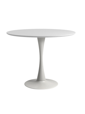 Cameron Modern 36 In. Round Dining Table With Tulip Style Base - White - Aeon