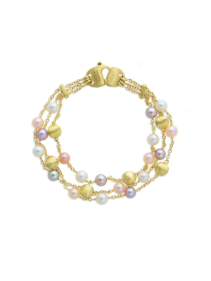 Marco Bicego® Africa Pearl Collection 18k Yellow Gold And Pearl Three Strand Bracelet