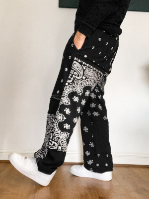 Jaded London Sweatpants With Paisley Print In Black