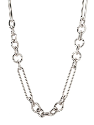 Mixed Oversized Clip Necklace - White Gold