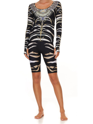 Long Sleeve Top With Thumbhole Zebra Crossing