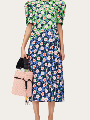 Kori Puffed Shoulder Midi Dress