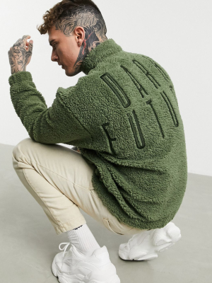 Asos Dark Future Oversized Teddy Borg Track Top With Back Embroidery