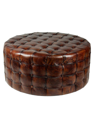 Leather Tufted Ottoman