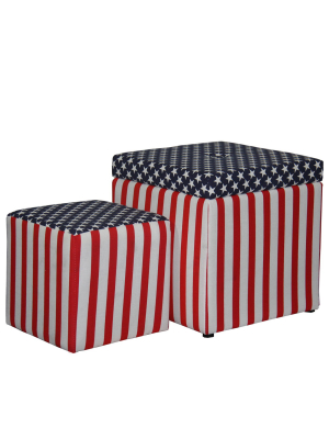 Patriotic Storage Ottoman With 1 Extra Seating - Ore International