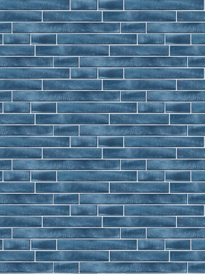 Brushed Metal Tile Peel-and-stick Wallpaper In Denim Blue By Nextwall