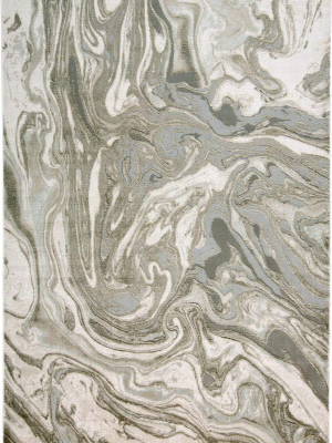 Feizy Prasad Abstract Watercolor Rug - Available In 5 Sizes - Silver Gray & Ivory