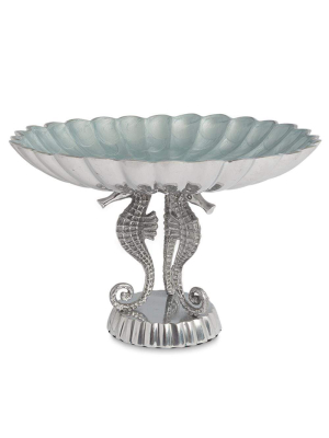 Julia Knight Sea Horse 10" Pedestal Bowl In Hydrangea