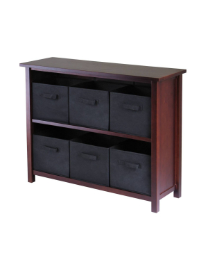 30" 2 Shelf Verona Storage With 6 Baskets Walnut/black - Winsome