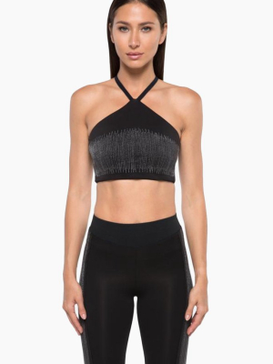 Oxidize Scuba High Neck Crop Top - Black