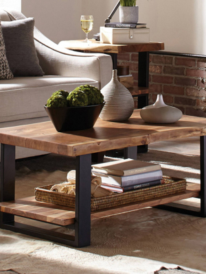 Alpine Live Edge Wood Coffee Table Natural - Alaterre Furniture