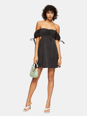 Black Cut Out Puff Mini Dress