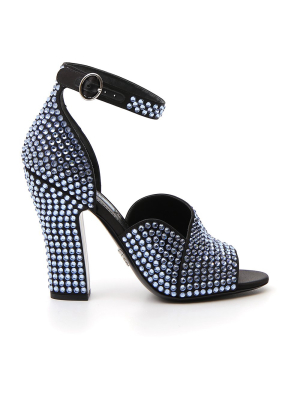 Prada Stud Embellished Block Heeled Sandals