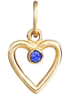 Birth Jewel Heart Charm With Blue Sapphire