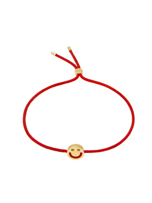 Friends Happy Bracelet 18ct Yellow Gold Red