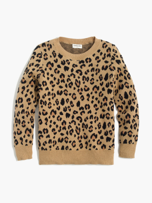 Girls' Leopard Jacquard Sweater