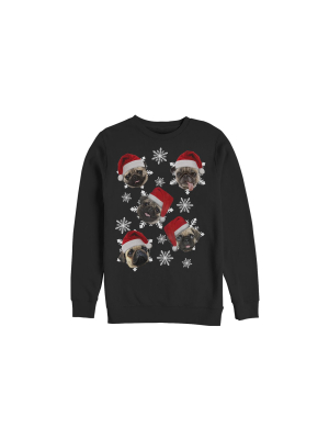 Men's Lost Gods Ugly Christmas Pug Snowflakes Sweatshirt