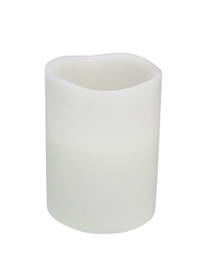 Northlight 8" Prelit Led Battery Operated Flameless 3-wick Flickering Pillar Candle - White