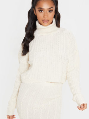 Petite Stone Roll Neck Knitted Long Sleeve Sweater