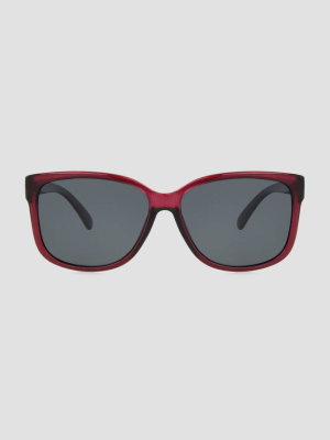 Women's Square Crystal Sunglasses With Smoke Polarized Lenses - A New Day™ Burgundy