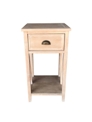 1 Drawer Landon Side Table Pine - Decor Therapy