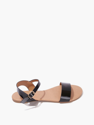 Faux Patent Leather Sandals