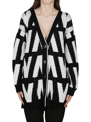 Valentino Optical Logo Intarsia Cardigan