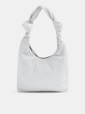 Silver Metallic Thread Knot Shoulder Bag