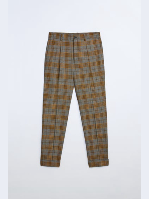 Plaid Textured Pants