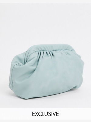 My Accessories London Exclusive Slouchy Pillow Clutch Bag In Sage Green