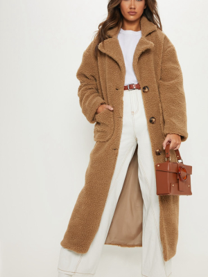 Camel Maxi Borg Coat