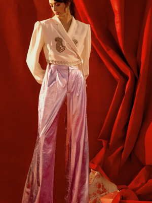 Metallic Wide Leg Pants