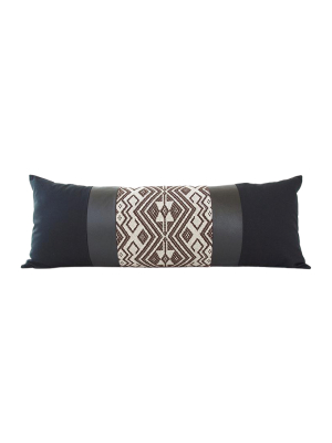 Mixed: Ebony / Faux Leather Extra Long Lumbar Pillow - 14x36