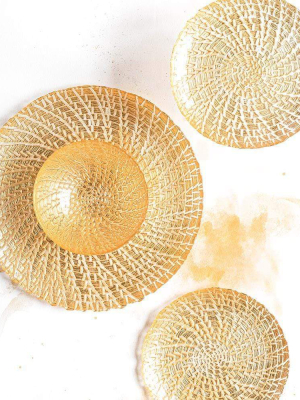 Vietri Rufolo Glass Crocodile Salad Plate - Gold