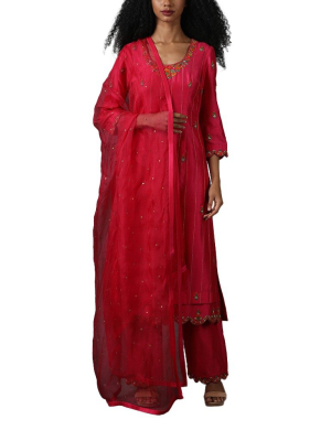 Pink Kurta Set With Sarara