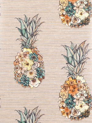 Ananas Wallpaper In Beige From The Deya Collection By Matthew Williamson