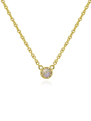 Petite Crown Bezel Diamond Necklace