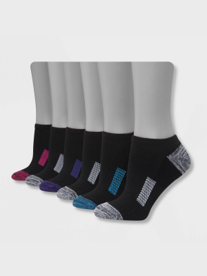 Hanes Performance Women's Cushioned Marled 6pk No Show Athletic Socks - Black 5-9