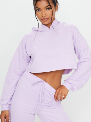 Lilac Lightweight Raw Hem Cropped Hoodie