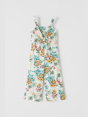 Tropical Print Jumpsuit