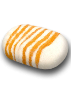 Felted Soap - Striped Lemon Zest: White