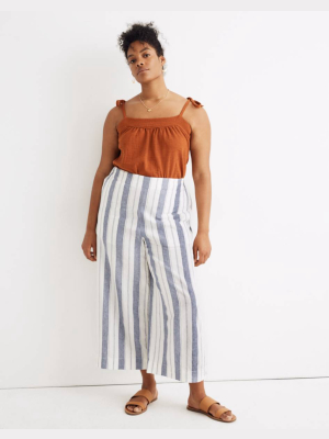 Linen-cotton Huston Pull-on Crop Pants In Herringbone Stripe