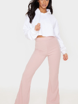 Petite Pink Brush Rib Wide Leg Pants